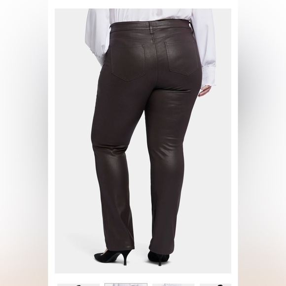 NYDJ Marilyn Straight in Cordovan Coated Brown Size 14 New - Picture 2 of 9